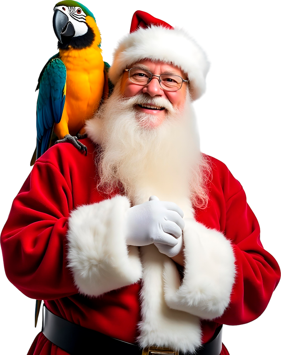 imagem do papai noel com uma arara