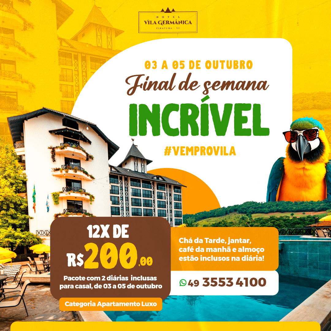 Pacote Final de Semana Incrível - 03 a 05 de outubro